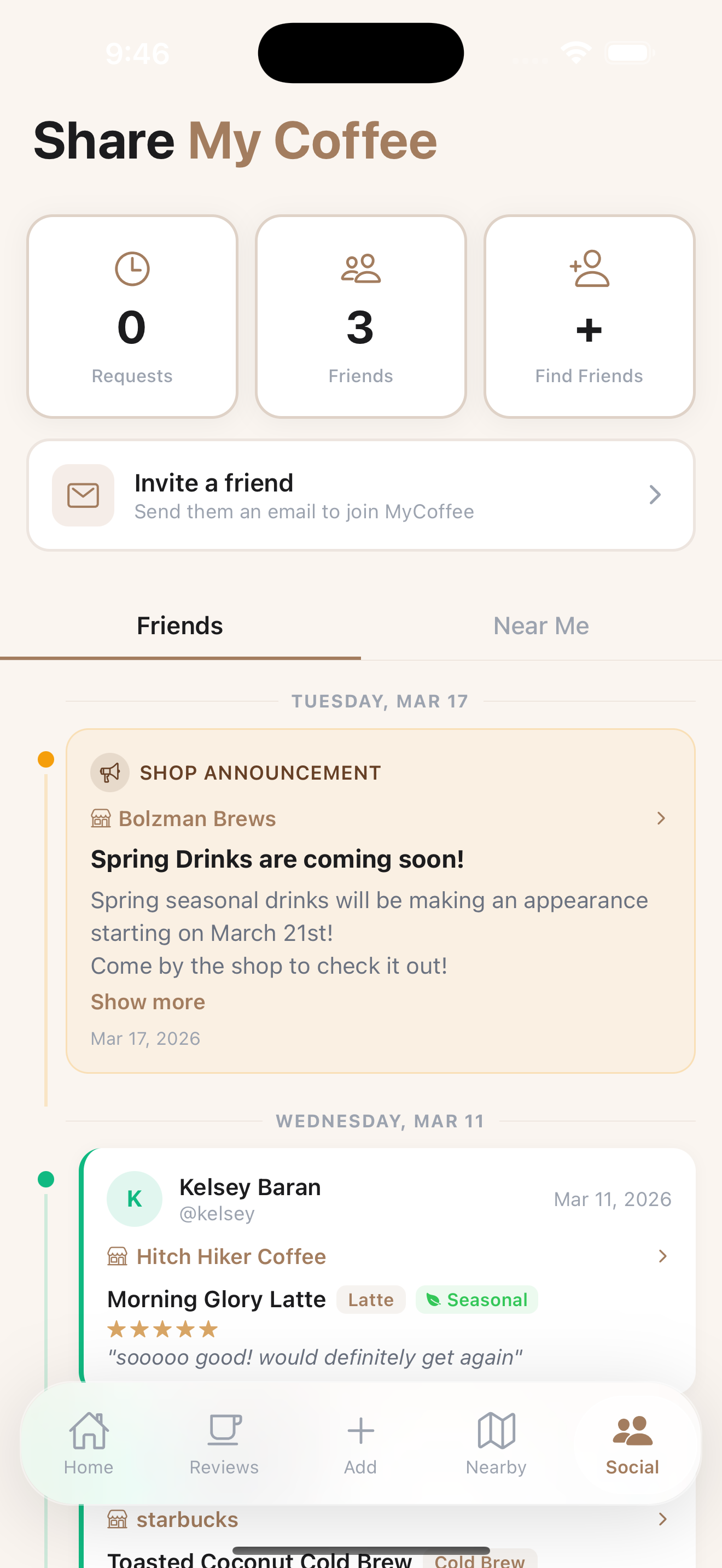 MyCoffee app screen 2